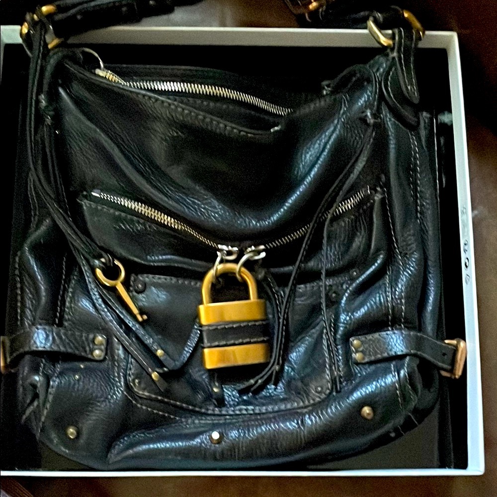 CHLOE Paris VTG Y2K Paddington Phoebe Philo Black Leather Shoulder Bag RARE!